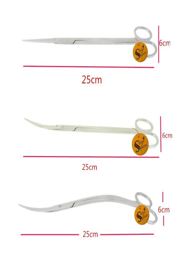 Sage Square Jumbo Size Professional Aquarium Tongs Scissor Long Stainless Steel Tool for Fish Tank, Aquatic Plant Cleaning (Curve, Wave & StraightScissor with Acrylic Rack) - Image 2